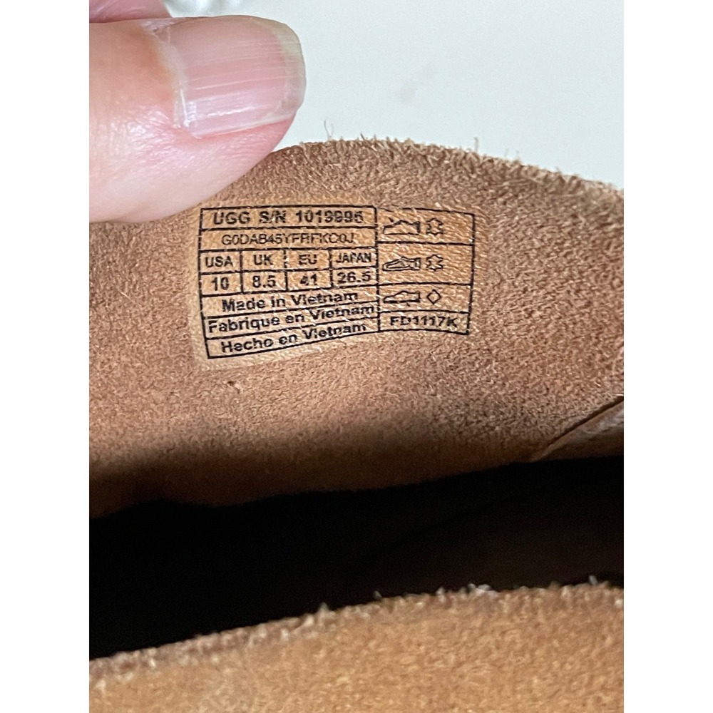 UGG Ginger Brown Suede Peep Toe Ankle Booties Block Heel Size 10 - Picture 8 of 8